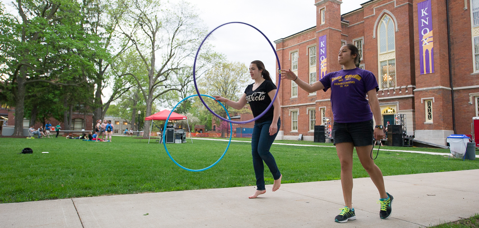 Students enjoy the Lincoln Fest activities on the South Lawn of Old Main. 