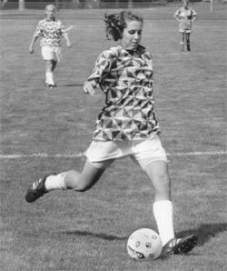 Kristin Garrison &rsquo;96 on the soccer field.