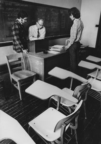 Wilbur Pillsbury and students in classroom