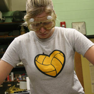 Although Sarah West '09 spent time playing video games, much of her research was more hands on with a nail and hammer.