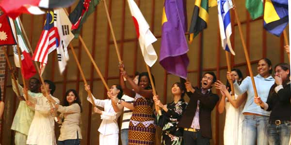 The parade of flags at the 2008 International Fair.