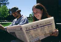 A Knox student reads The Knox Student