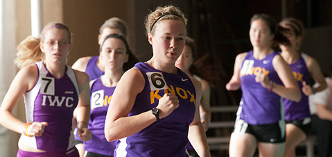 Prairie Fire women's indoor track distance runners compete.