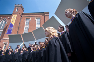 The Knox College Choir sings during the Installation of President Teresa Amott.