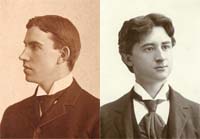 powerful student orators John Huston Finley, Class of 1887 (left), and Otto Harbach, class of 1895.