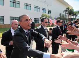 Luke and Samantha Claypool with President Obama in Tanzania