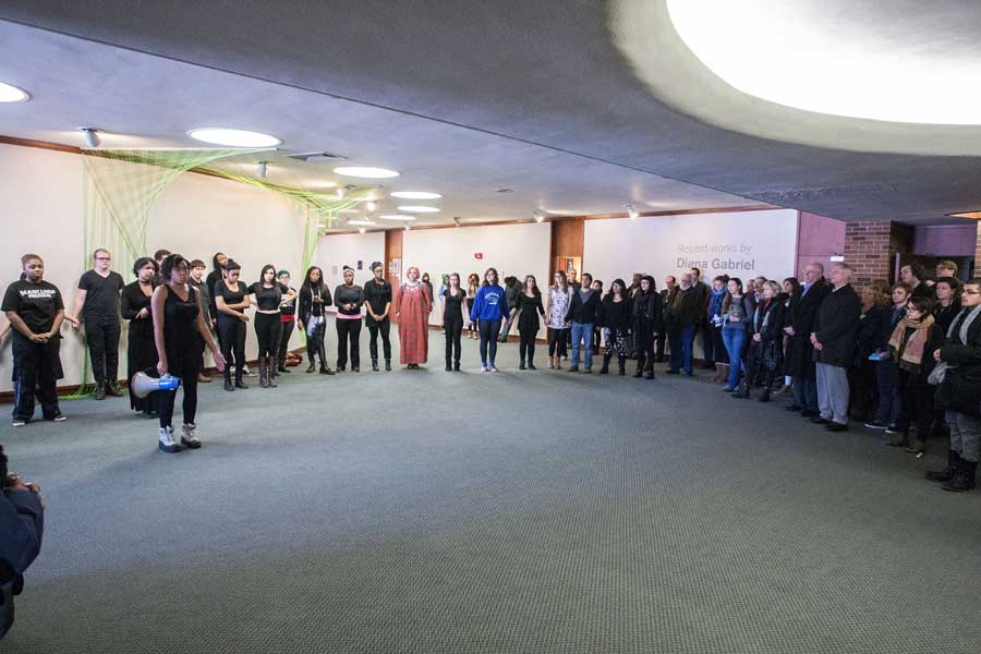 After the Dr. Martin Luther King Jr. Day Convocation, students initiated a demonstration 
