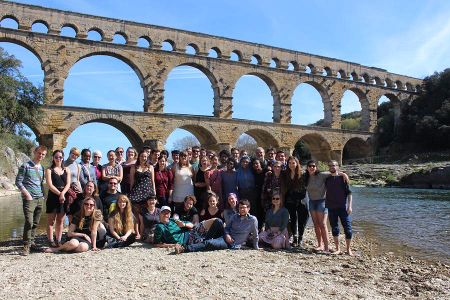 The choir poses by Pont Du Gard in southern France during their 2017 tour. 