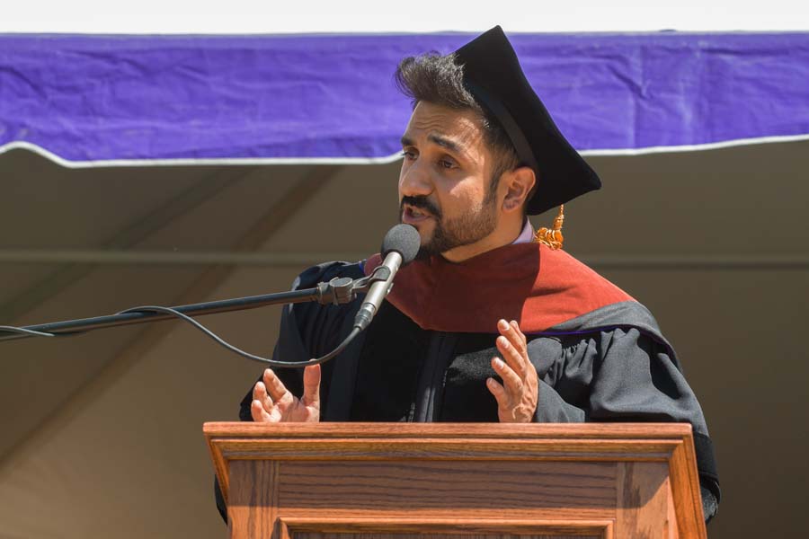 Actor and comedian Vir Das '02 gives the Commencement address at the 173rd Commencement Ceremony.