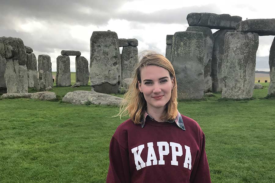 Caroline at Stonehenge during her study abroad program in London.