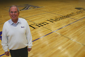 Tim Heimann stands on Tim Heimann Court