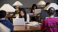 Students studying in Seymour Library.