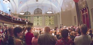 The Galesburg community vigil at Central Congregational Church held three days after September 11, 2001.