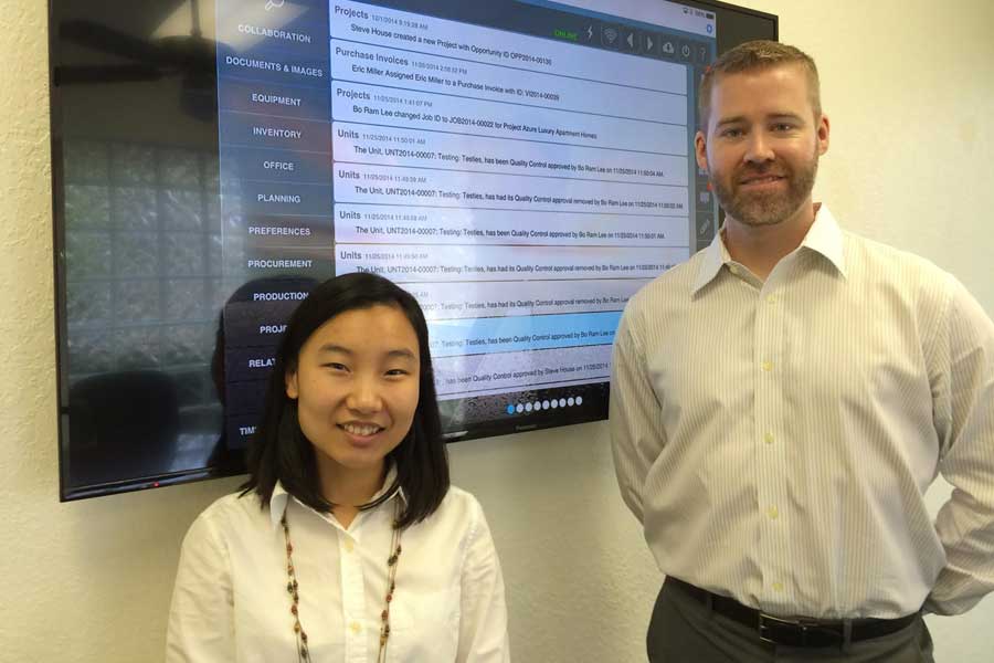 Recent Knox graduate Boram Lee is shown with her employer, Eric Miller, a Knox Alumnus and founder of Florida based software company DocuWrx. 