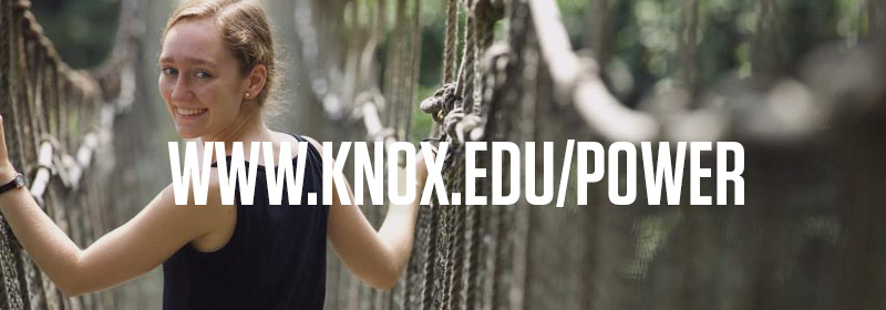 A Knox student crosses a rope bridge during a two-week intensive cultural immersion course in Ghana.