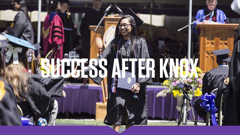 A student receives congratulations at Knox College Commencement 2016.
