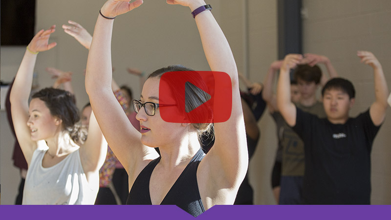 Knox students in a ballet class during a dance residency with Jeremy Lindberg.