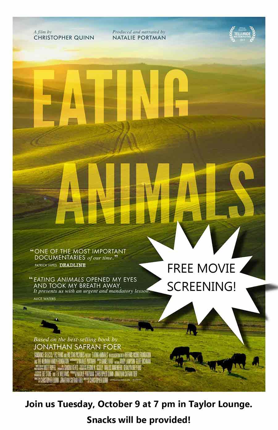 Movie Screening: Eating Animals - Events Calendar - Knox College Movie Screening: Eating Animals - Events Calendar - Knox College