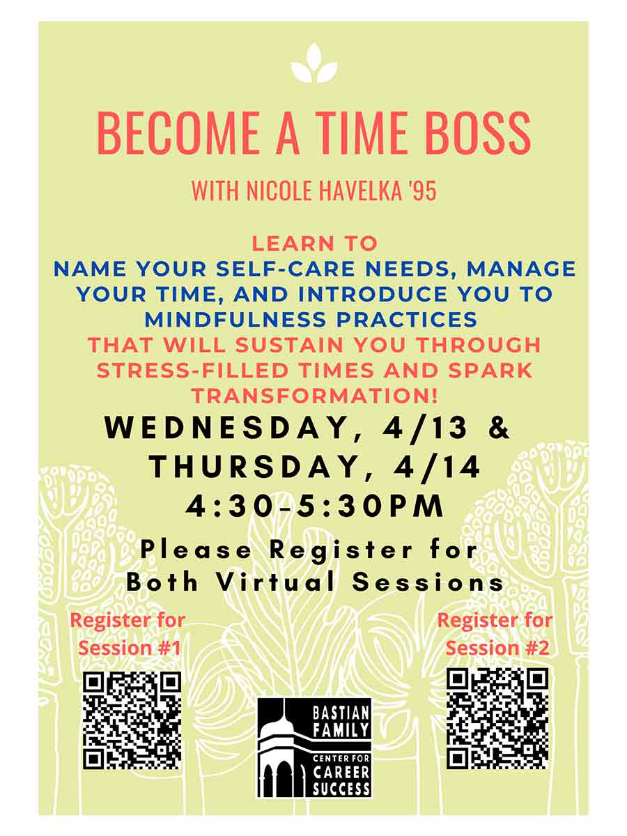 Become A Time Boss Session 2 With Nicole Havelka 95 Events Calendar Knox College