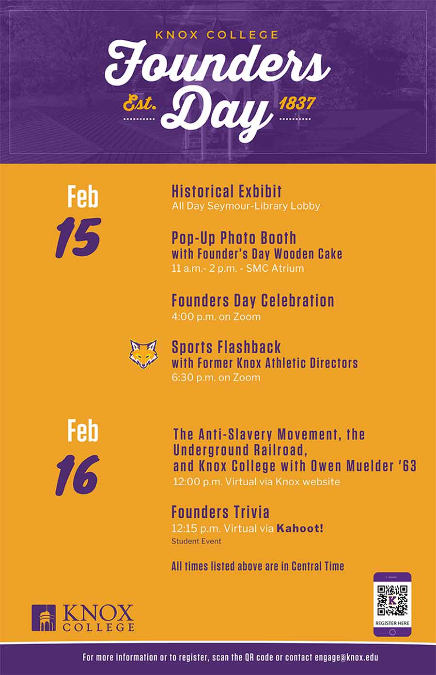 Join us on February 15 and 16 for Founders Day Activities