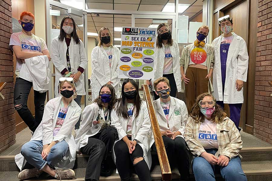 Knox College Dare to Care Peer Educators team at Fall 2021 Mad Science Fair