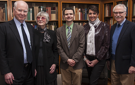 2014 Alumni Achievement Award Recipients Lee '62 and Alexandra Houston Benham '61; B.J. Hollars '07; Lara Moritz '90; and Owen Muelder '63