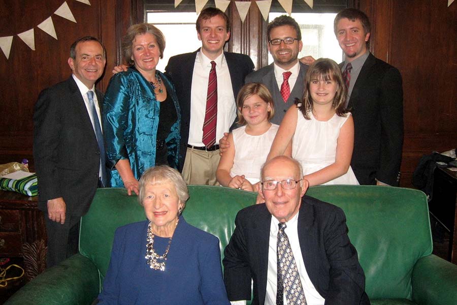 Phyllis and Jim Albrecht and their grandchildren.