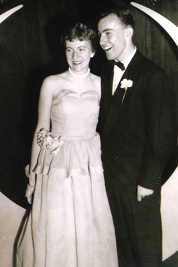 Phyllis Holowaty and Jim Albrecht at Knox Tri Delta Formal in 1953
