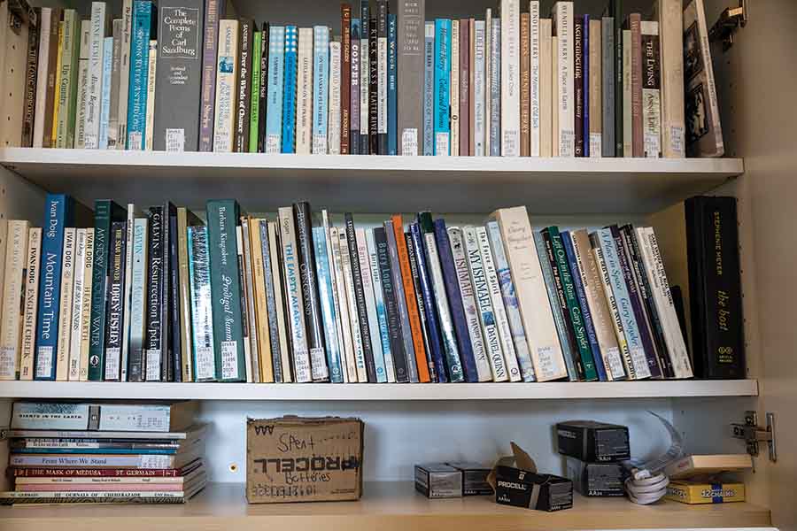 Shelves of books.