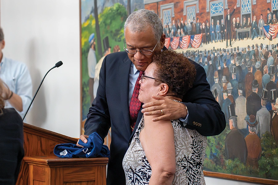 Recently retired professors Konrad Hamilton and Magali Roy-Féquière together at their joint retirement party in May 2025.