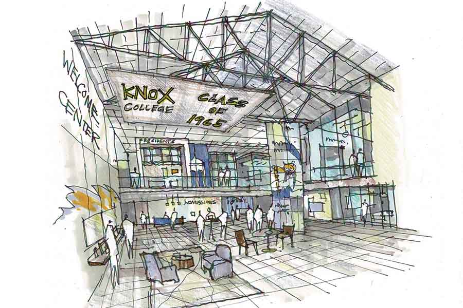 A rendering of the inside of the Welcome Center.