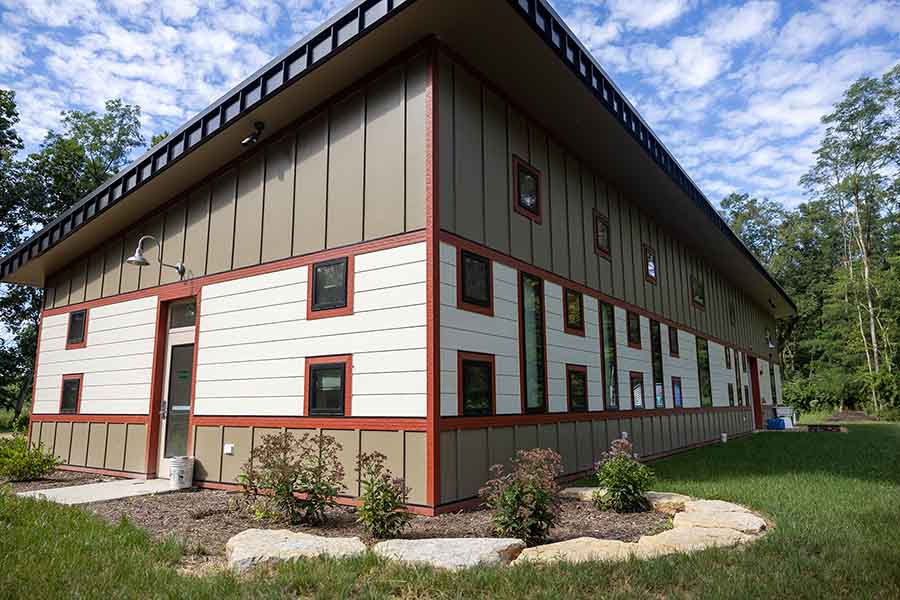 The outside of the Knight Living & Learning Center at Green Oaks.