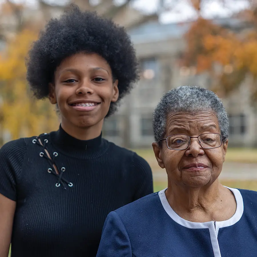 Tamia Ware ’26 and Elizabeth Eckford ’63, D.H.L.’18.