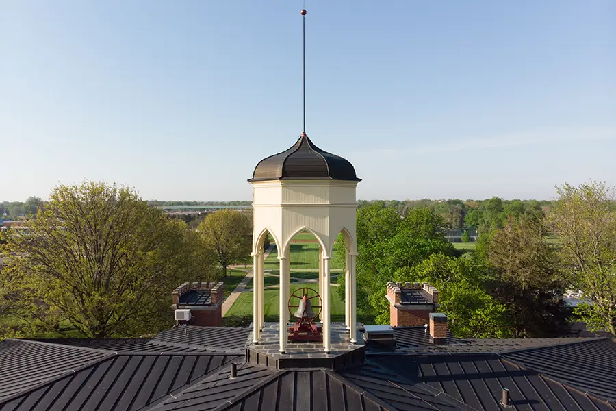 The top of Old Main Tower