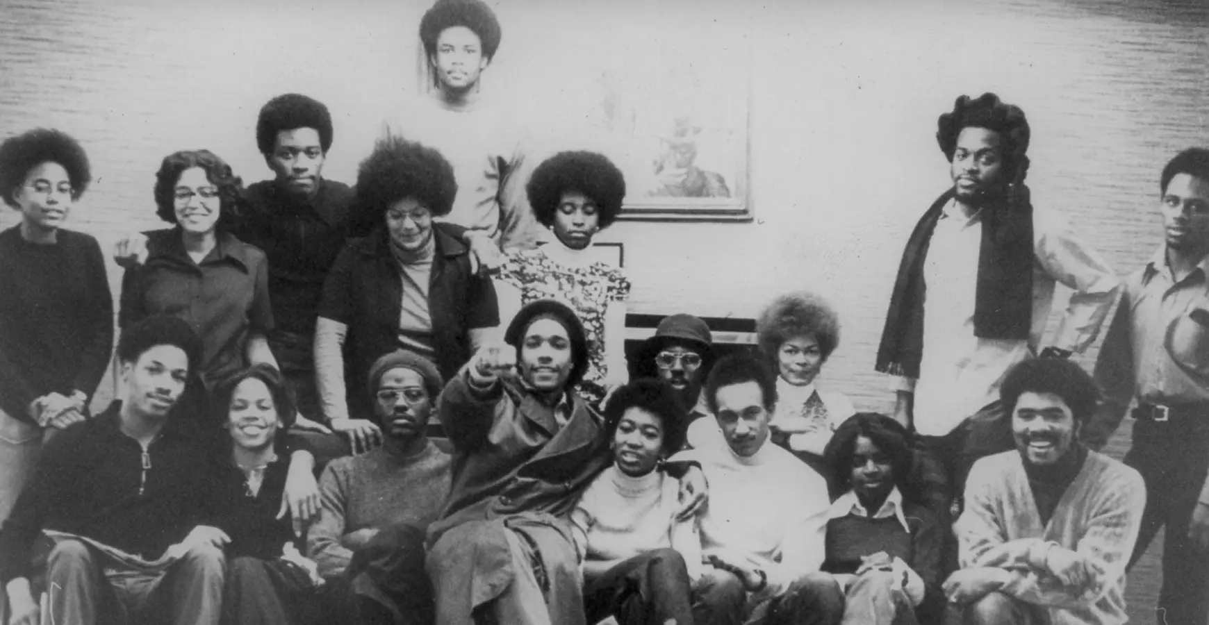 Members of A.B.L.E. (Allied Blacks for Liberty and Equality) gather in a student lounge in 1973.