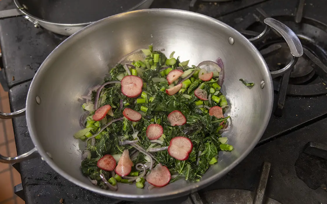 Chef cooking at the college cafeteria
