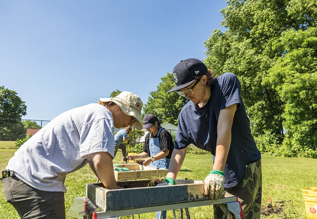 Knox students and faculty on a dig in the Midwest.