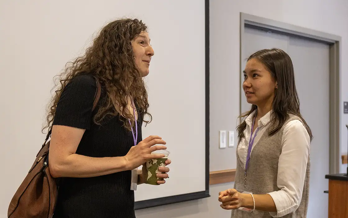 A student speaks to an instructor
