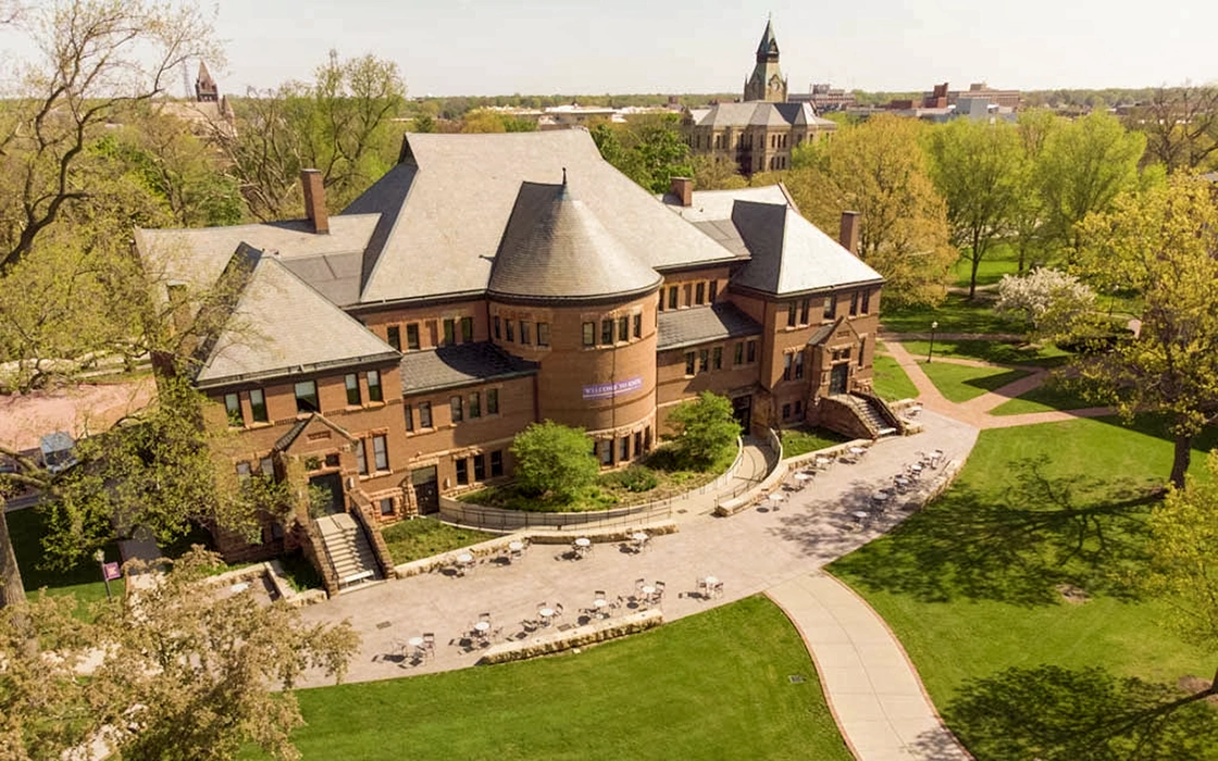 Aerial image of Alumni Hall