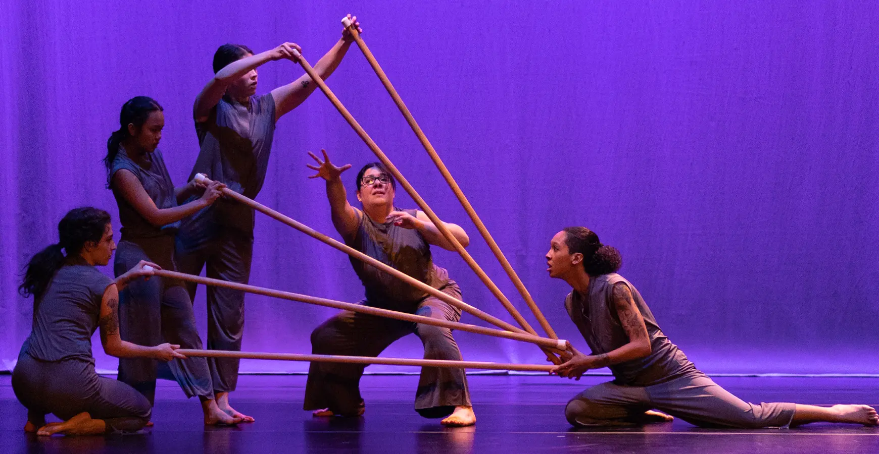 Knox students perform with Aerial Dance Chicago at the Orpheum Theatre.