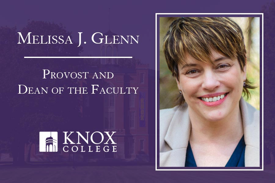 A photo of Melissa J. Glenn with the words Provost and Dean of the Faculty next to her photo.