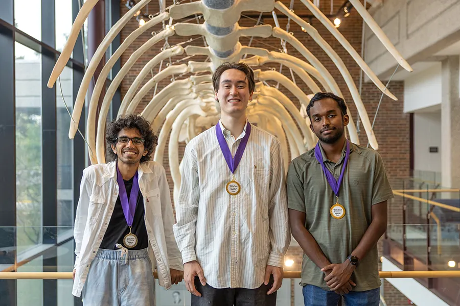 Members of the Knox College DataFest Team: Vansh Chugh ’27, Isaac Freeman ’26 and Adithya Asokan ’26