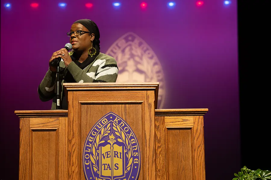 Assistant Vice President for Student Development Kamilah L. Williams speaks during the Martin Luther King Jr. Convocation.
