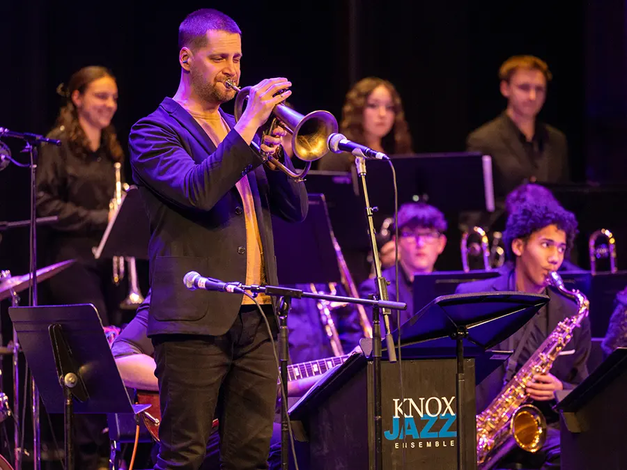 John Raymond performs with the Knox Jazz Ensemble at The Orpheum Theatre.