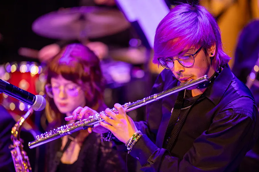 Members of the Knox Jazz Ensemble perform at The Orpheum Theatre.