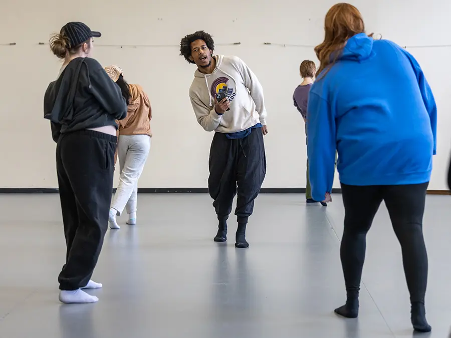 Knox College students participate in one of Chicago Dance Crash's workshop during the week-long residency.