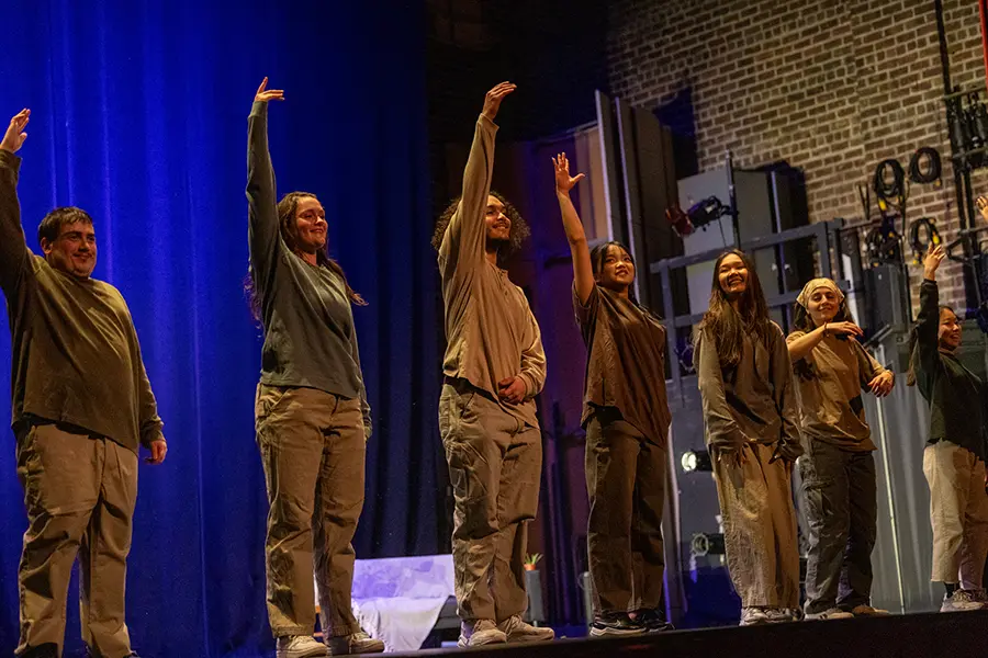 Knox students take a bow after their performance at The Orpheum Theatre.