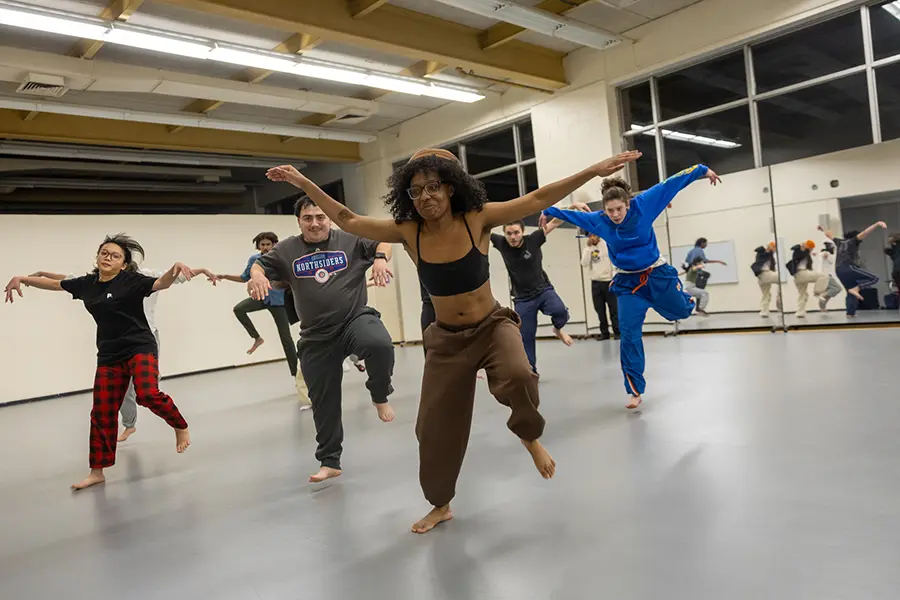 Knox College students participate in one of Chicago Dance Crash's workshop during the week-long residency.
