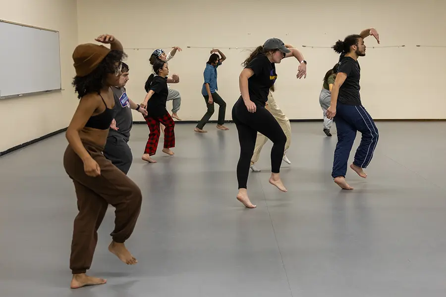 Knox College students participate in one of Chicago Dance Crash's workshop during the week-long residency.