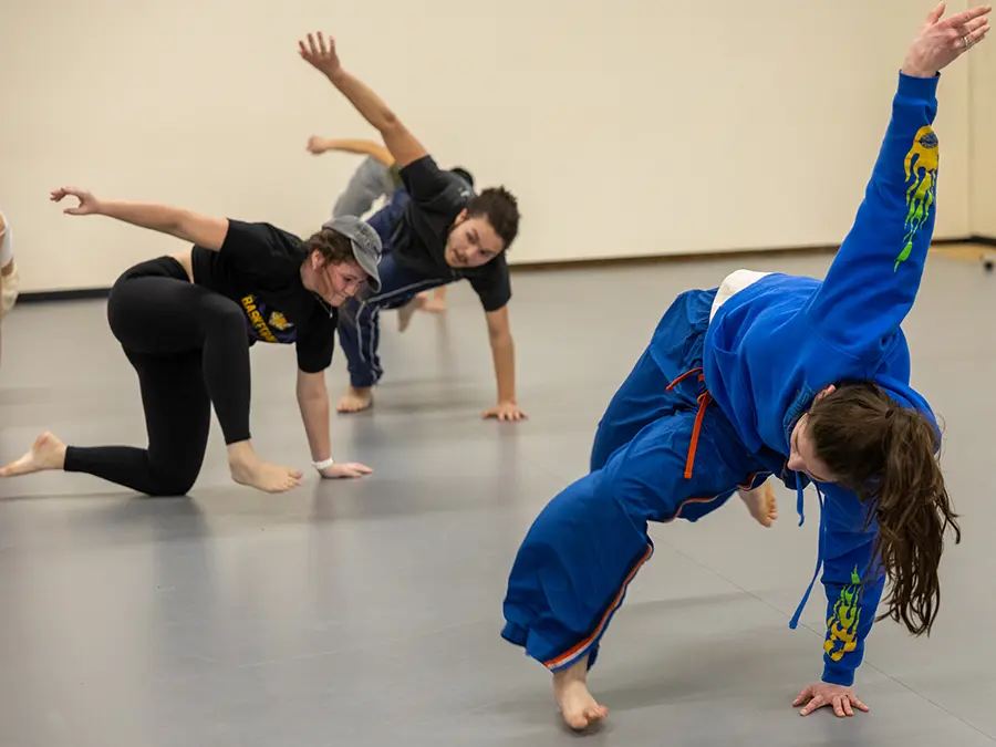 Knox College students participate in one of Chicago Dance Crash's workshop during the week-long residency.